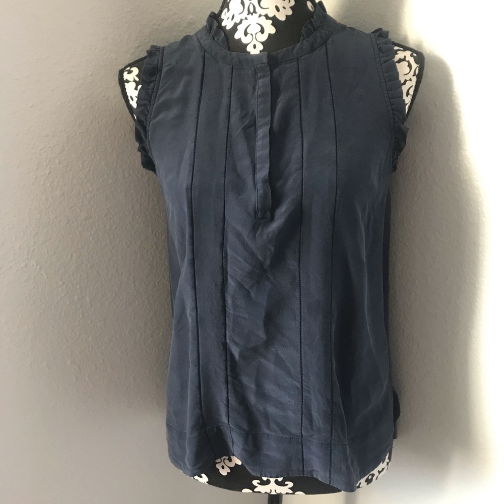 Madewell silk blue blouse